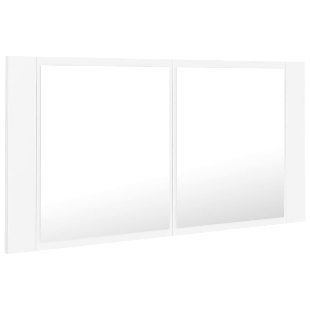 vidaXL Kylpyhuoneen LED peilikaappi valkoinen 90x12x45 cm akryyli hinta ja tiedot | Kylpyhuonekaapit | hobbyhall.fi
