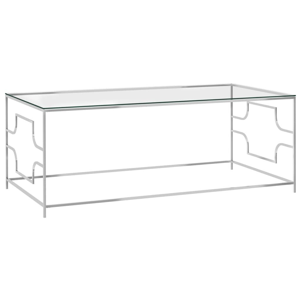 vidaXL Sohvapöytä hopea 120x60x45 cm ruostumaton teräs ja lasi hinta ja tiedot | Sohvapöydät | hobbyhall.fi