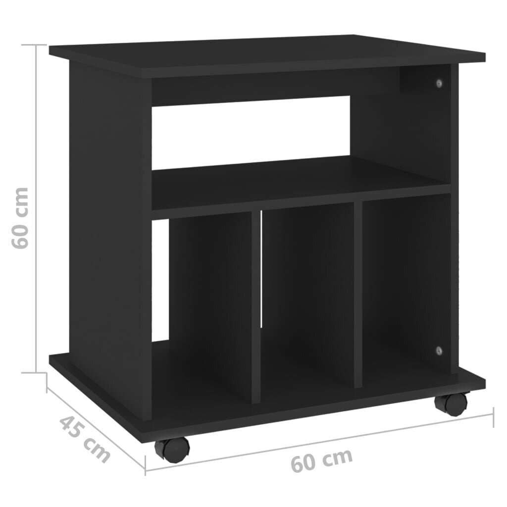 vidaXL Kaappi pyörillä musta 60x45x60 cm lastulevy hinta ja tiedot | Olohuoneen kaapit ja lipastot | hobbyhall.fi