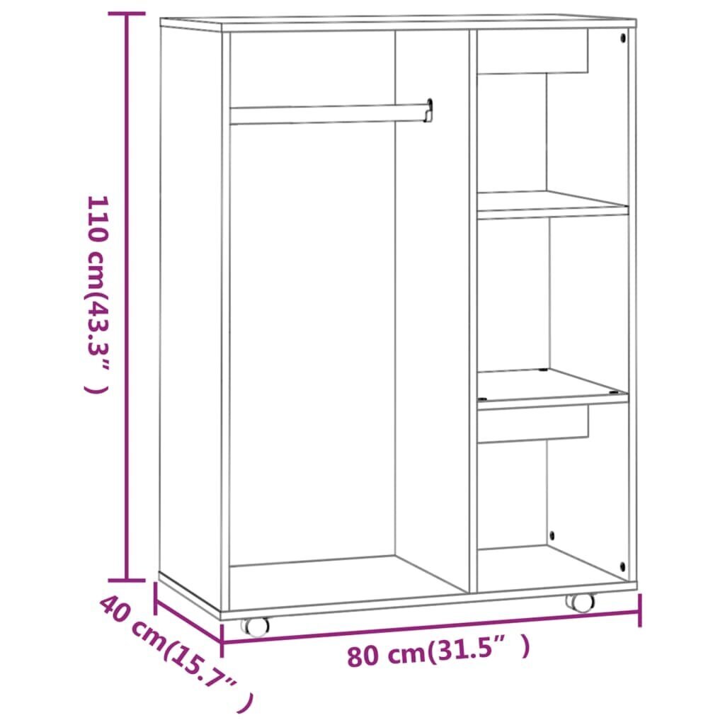 vidaXL Vaatekaappi ruskea tammi 80x40x110 cm tekninen puu hinta ja tiedot | Kaapit | hobbyhall.fi