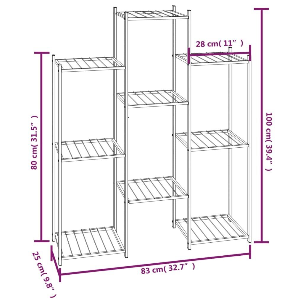 vidaXL Kukkateline 83x25x100 cm musta rauta hinta ja tiedot | Kukkatelineet ja kukkapöydät | hobbyhall.fi