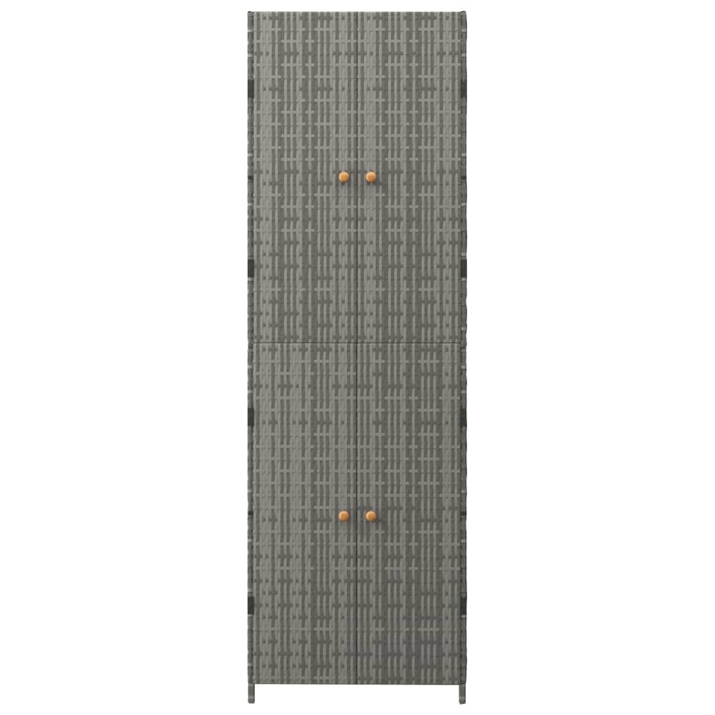 vidaXL Puutarhan säilytyskaappi harmaa 59x40x180 cm polyrottinki hinta ja tiedot | Olohuoneen kaapit ja lipastot | hobbyhall.fi