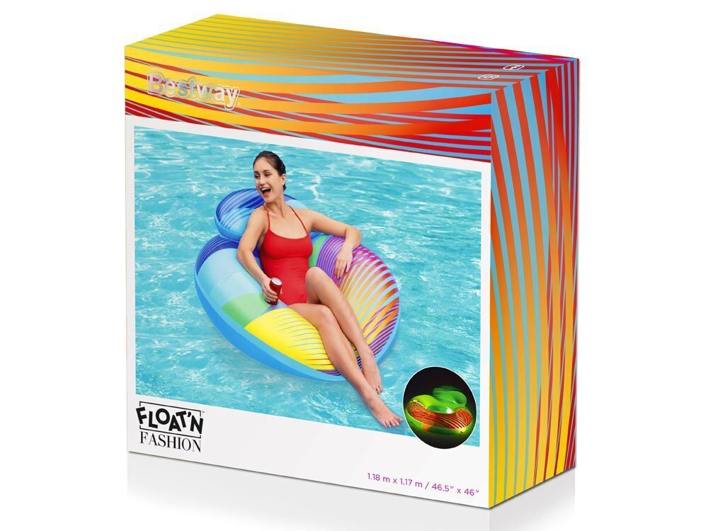 Bestway Float'n Fashion, 118 x 117 cm, selkänojalla varustettuna. hinta ja tiedot | Puhallettavat vesilelut ja uima-asusteet | hobbyhall.fi