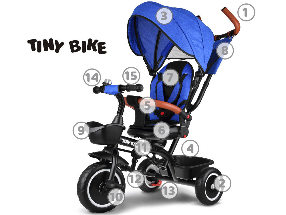 Tiny Bike 3in1 kolmipyörä, jossa kuomu, sininen hinta ja tiedot | Kolmipyörät | hobbyhall.fi