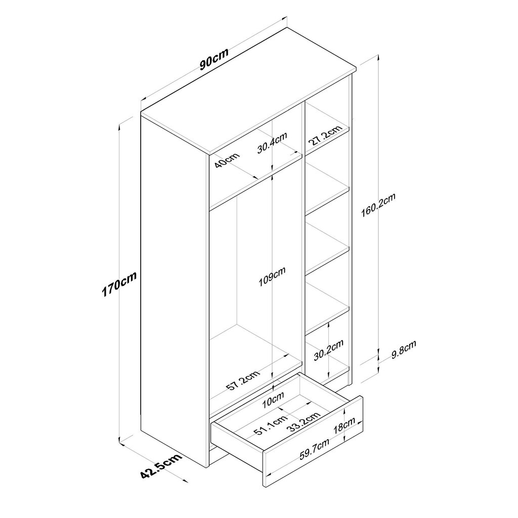 Kaappi BA117, valkoinen hinta ja tiedot | Kaapit | hobbyhall.fi