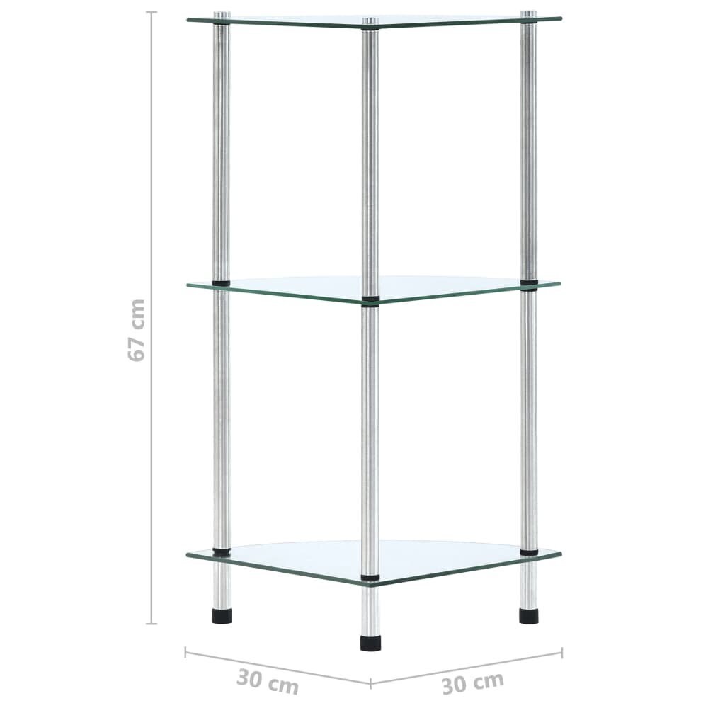 vidaXL 3-kerroksinen hylly läpinäkyvä 30x30x67 cm karkaistu lasi hinta ja tiedot | Hyllyt | hobbyhall.fi