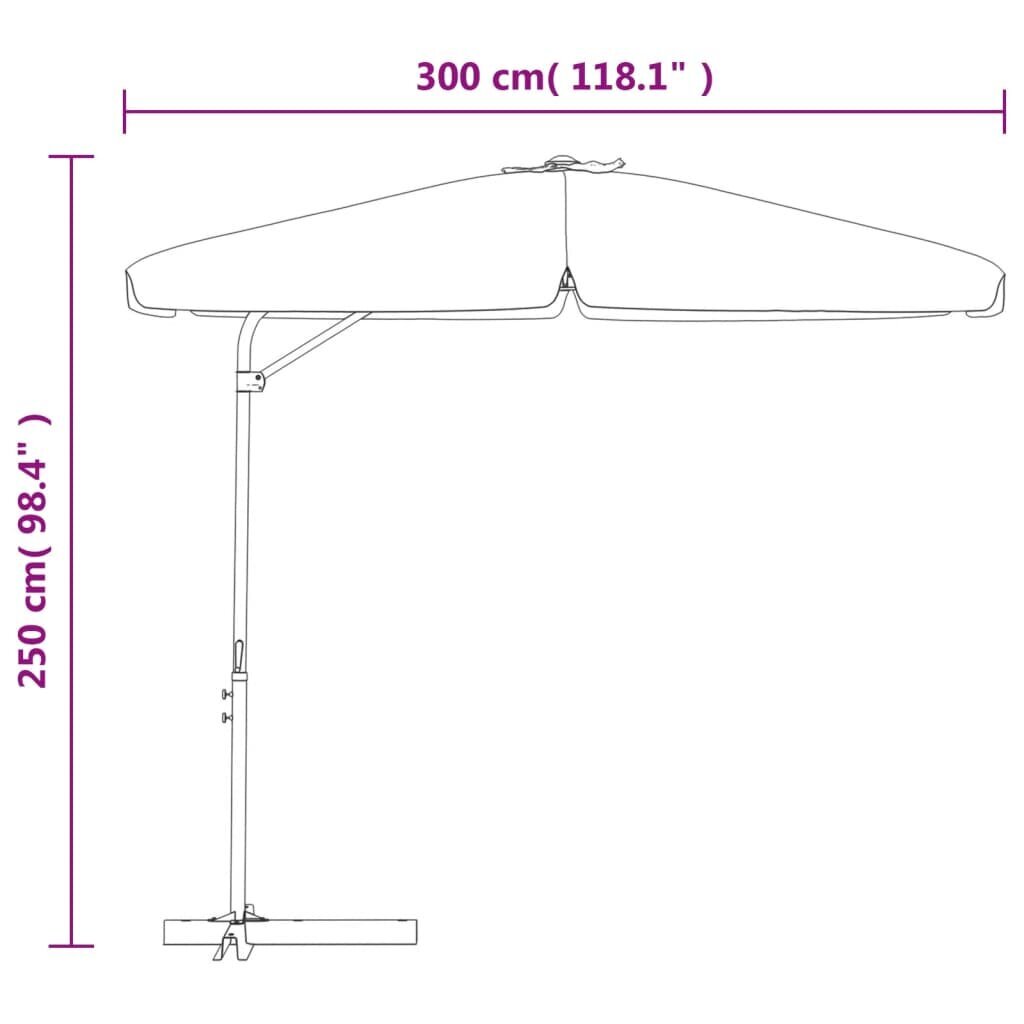 vidaXL Aurinkovarjo terästanko 300x250 cm antrasiitti hinta ja tiedot | Aurinkovarjot ja markiisit | hobbyhall.fi