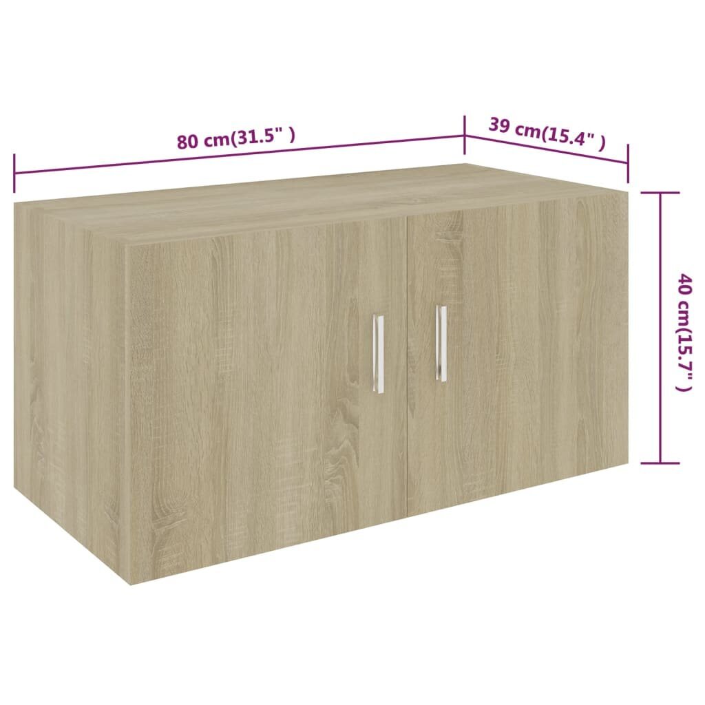 vidaXL Seinäkaappi Sonoma tammi 80x39x40 cm lastulevy hinta ja tiedot | Hyllyt | hobbyhall.fi