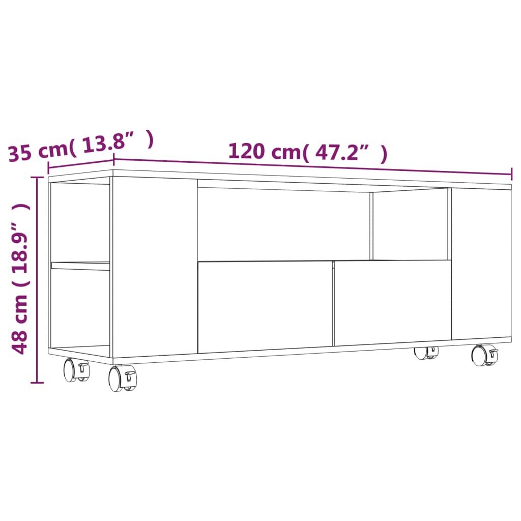 vidaXL TV-taso harmaa 120x35x48 cm tekninen puu hinta ja tiedot | TV-tasot | hobbyhall.fi