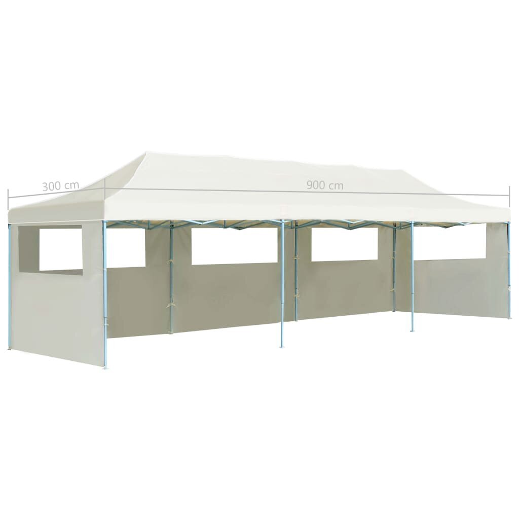 vidaXL Kokoontaitettava pop-up juhlateltta 5 sivuseinää 3x9 m kerma hinta ja tiedot | Puutarhapaviljongit | hobbyhall.fi