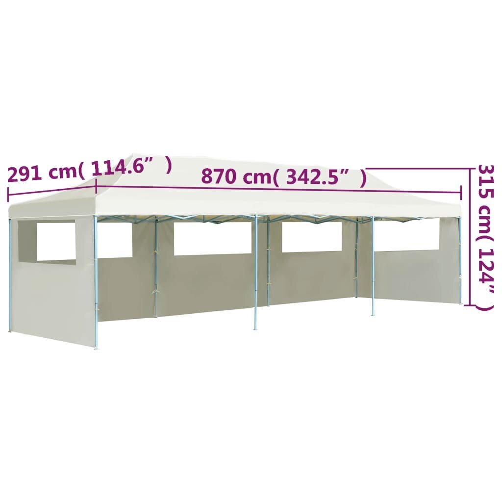 vidaXL Kokoontaitettava pop-up juhlateltta 5 sivuseinää 3x9 m kerma hinta ja tiedot | Puutarhapaviljongit | hobbyhall.fi