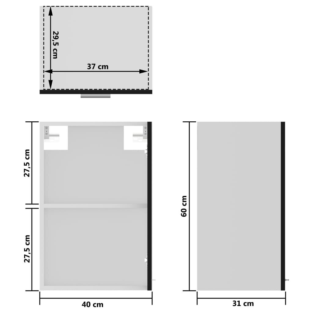 vidaXL Seinäkaappi lasilla musta 40x31x60 cm lastulevy hinta ja tiedot | Keittiön kaapit | hobbyhall.fi