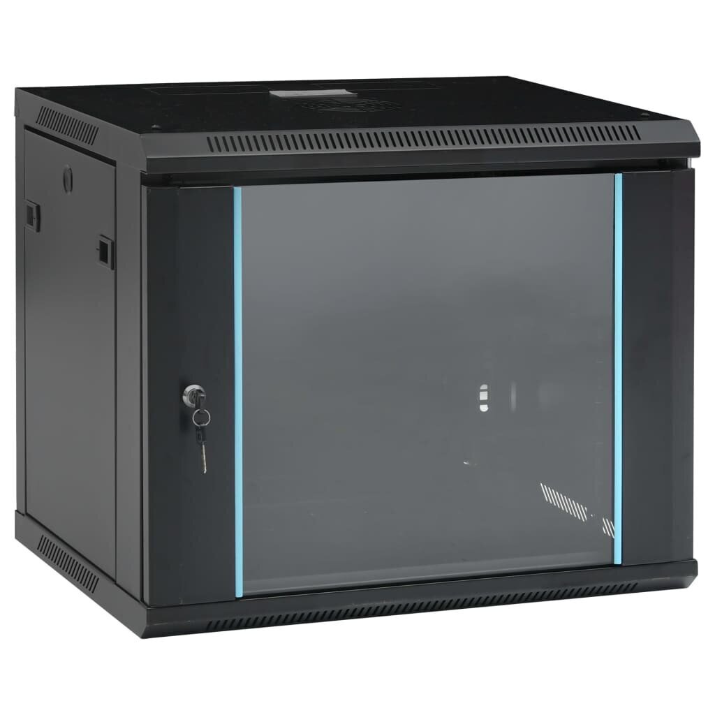 vidaXL 9U Seinäkiinnitettävä verkkolaitekaappi 19" IP20 600x450x510 mm hinta ja tiedot | Kassakaapit | hobbyhall.fi