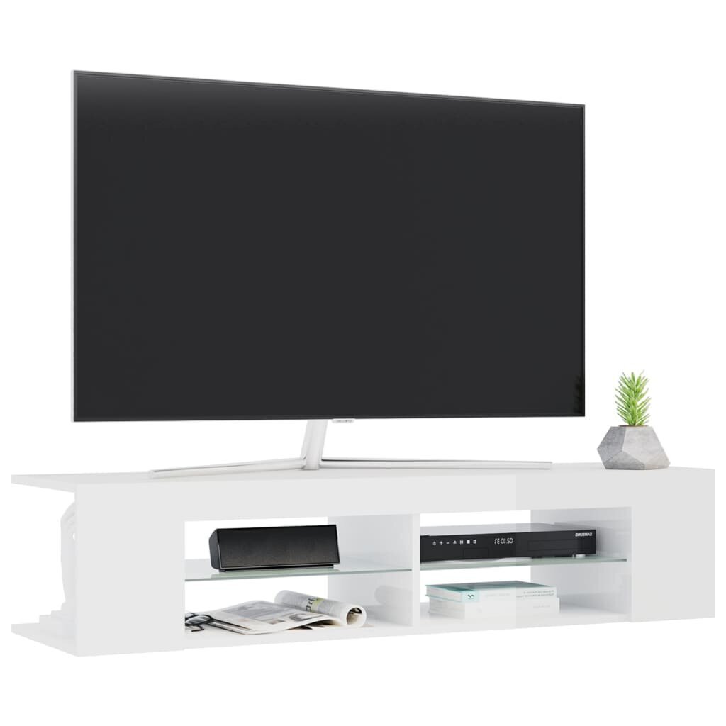 vidaXL TV-taso LED-valoilla korkeakiilto valkoinen 135x39x30 cm hinta ja tiedot | TV-tasot | hobbyhall.fi