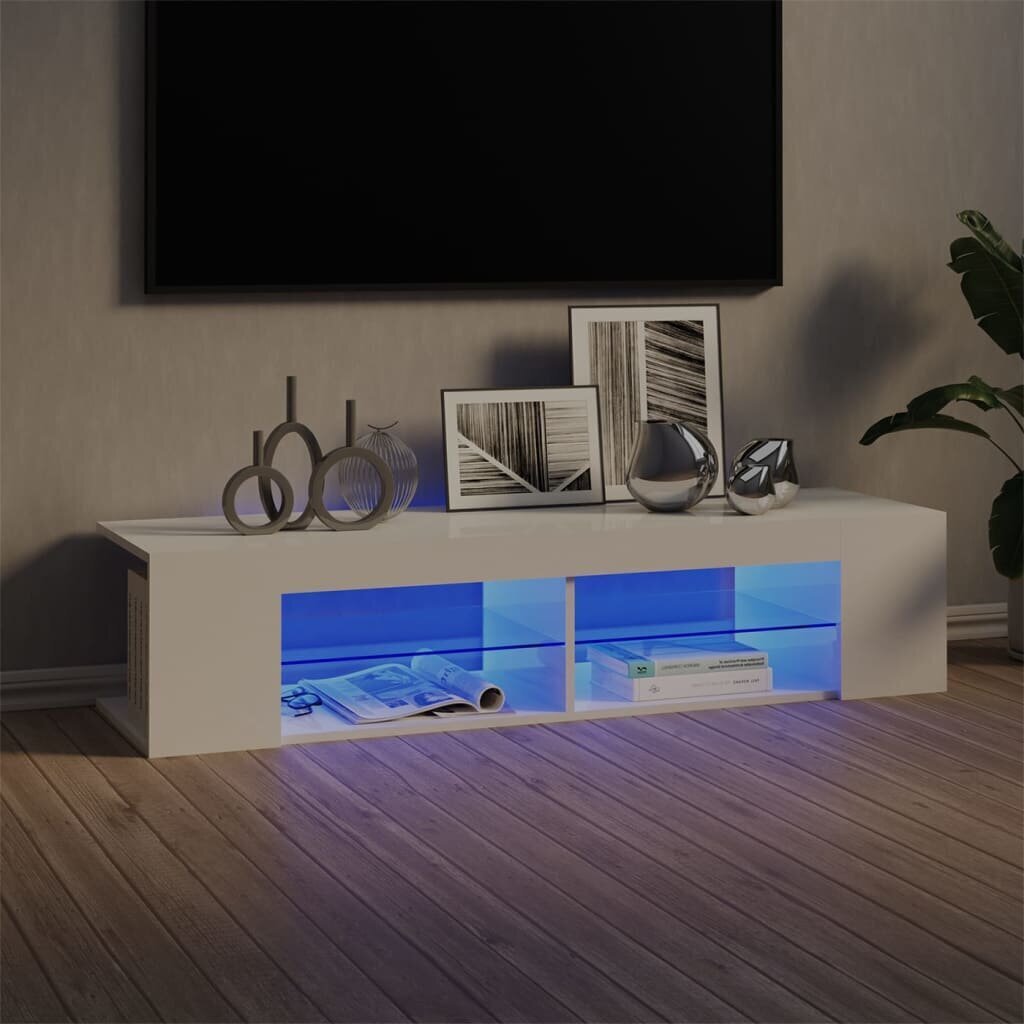 vidaXL TV-taso LED-valoilla korkeakiilto valkoinen 135x39x30 cm hinta ja tiedot | TV-tasot | hobbyhall.fi