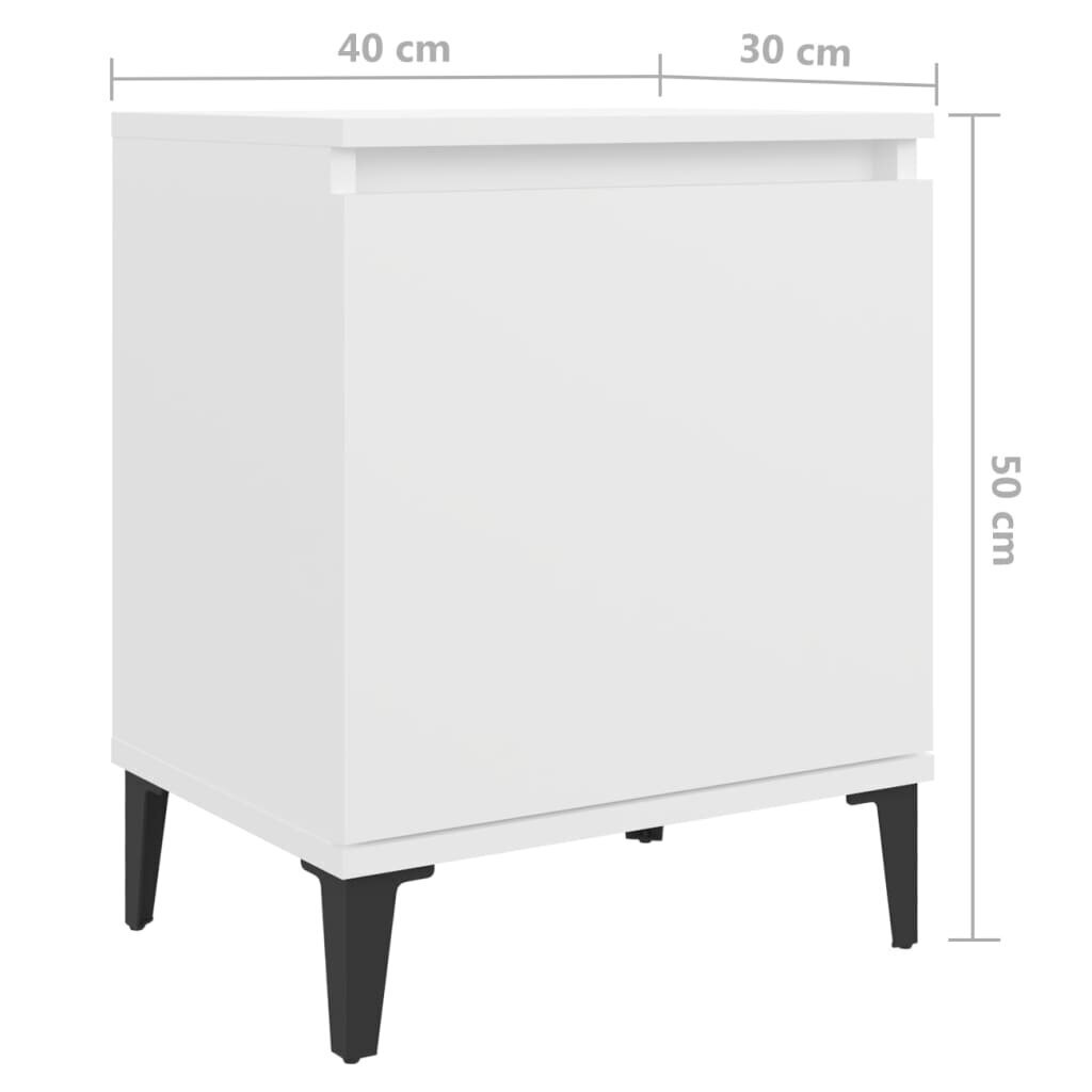 vidaXL Yöpöytä metallijaloilla valkoinen 40x30x50 cm hinta ja tiedot | Yöpöydät | hobbyhall.fi