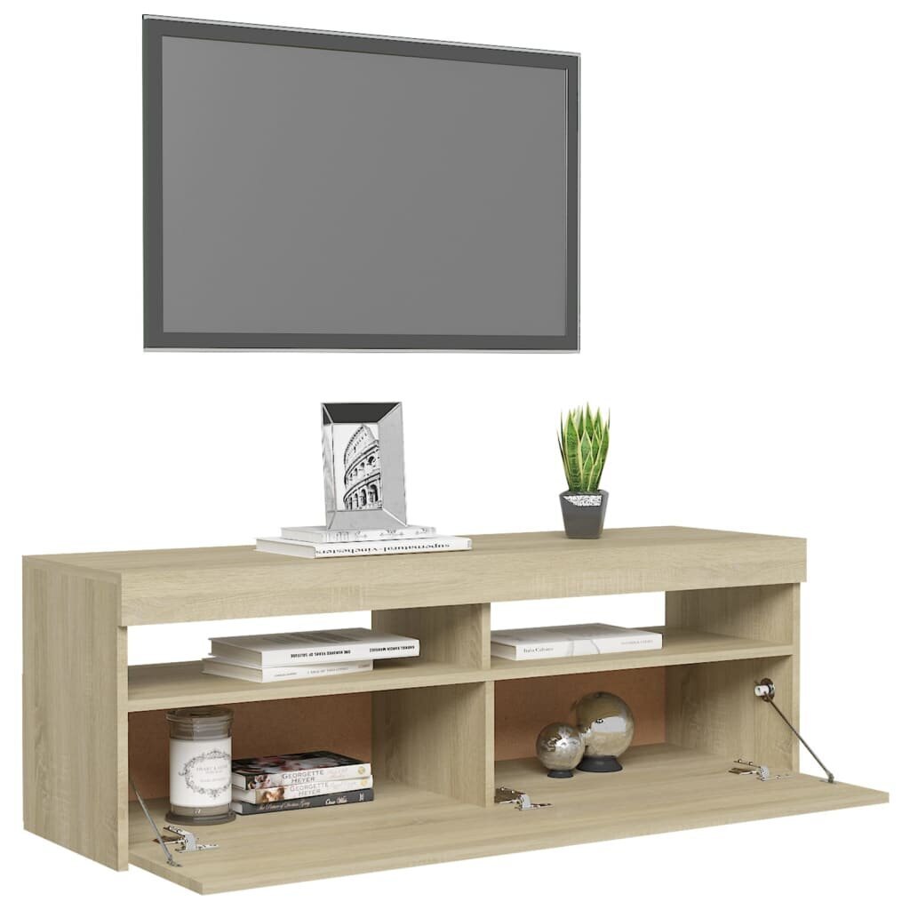 vidaXL TV-taso LED-valoilla Sonoma-tammi 120x35x40 cm hinta ja tiedot | TV-tasot | hobbyhall.fi