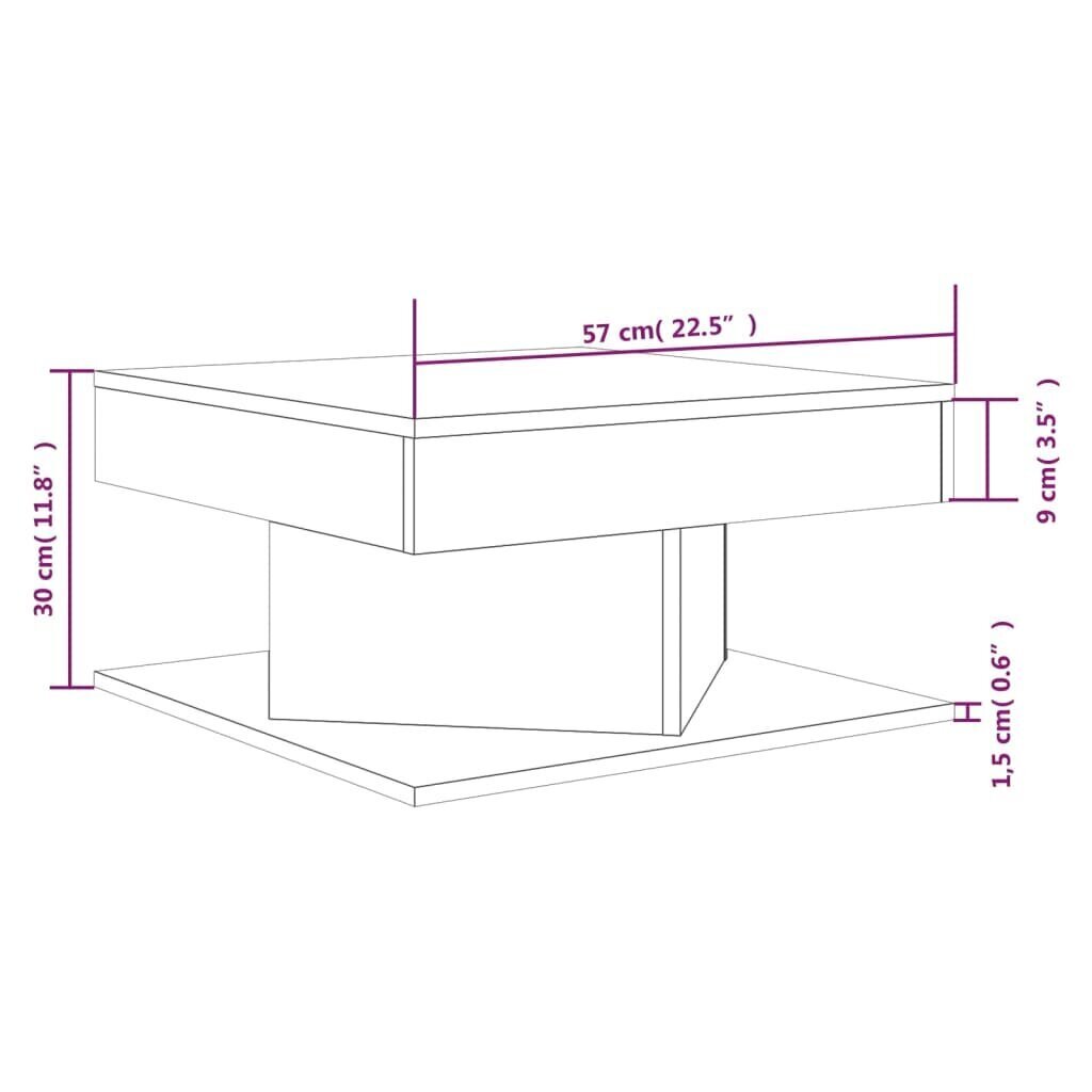 vidaXL Sohvapöytä savutammi 57x57x30 cm tekninen puu hinta ja tiedot | Sohvapöydät | hobbyhall.fi