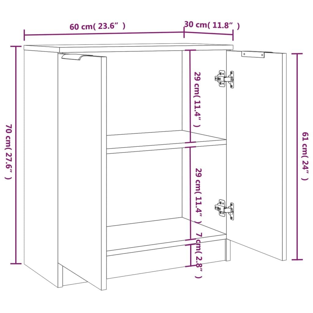 vidaXL Senkit 2 kpl valkoinen 60x30x70 cm tekninen puu hinta ja tiedot | Olohuoneen kaapit ja lipastot | hobbyhall.fi