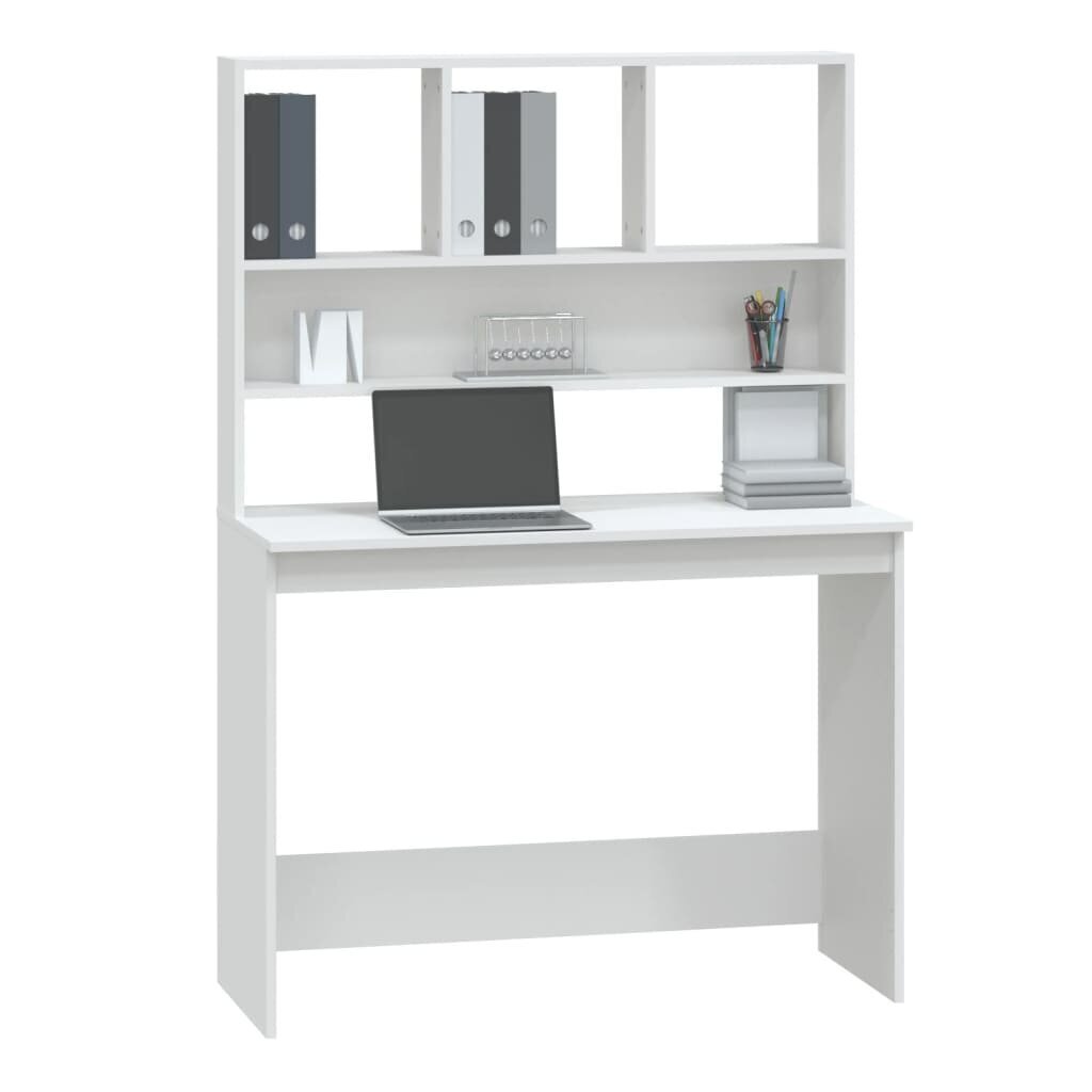 vidaXL Työpöytä hyllyillä valkoinen 102x45x148 cm tekninen puu hinta ja tiedot | Tietokonepöydät ja työpöydät | hobbyhall.fi