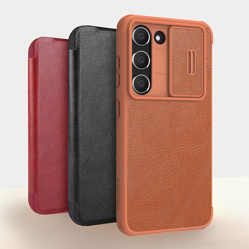 Kotelo Nillkin Qin Pro Leather Samsung S911 S23 5G ruskea hinta ja tiedot | Puhelimen kuoret ja kotelot | hobbyhall.fi