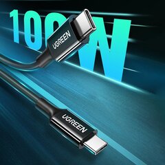 Kaapeli USB Ugreen US300 USB-C to USB-C 5A 100W 1.5m valkoinen hinta ja tiedot | Puhelinkaapelit | hobbyhall.fi