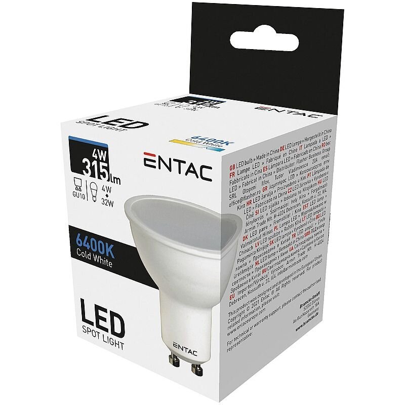 LED-lamppu Entac 4W GU10 6400K hinta ja tiedot | Lamput | hobbyhall.fi