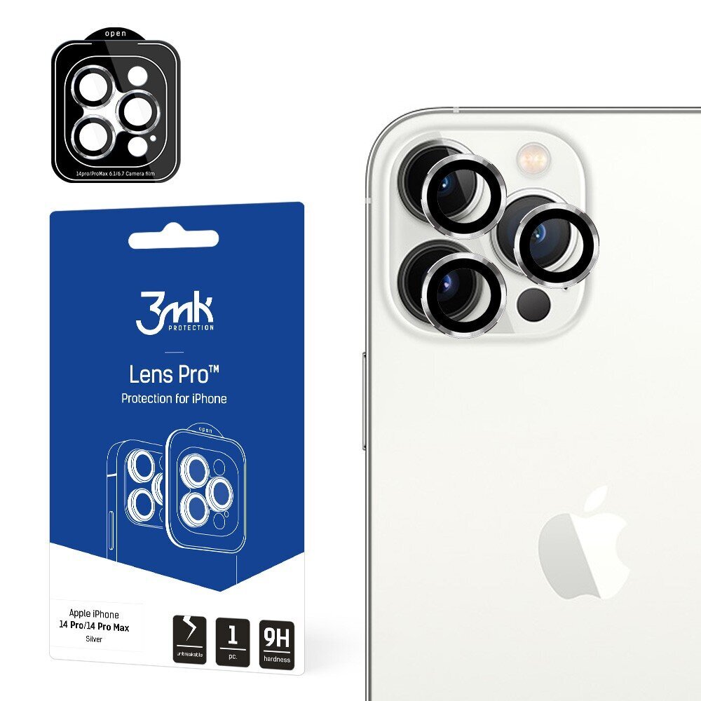 Kameran suojalasi 3mk Lens Pro Apple iPhone 15 Pro Max hopea hinta ja tiedot | Näytönsuojakalvot ja -lasit | hobbyhall.fi