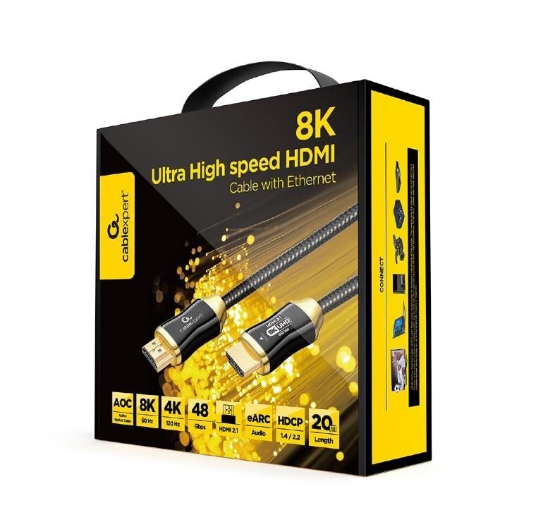 Kaapeli hdmi-hdmi 20m aoc prem/ccbp-hdmi8k-aoc-20m, Gembird hinta ja tiedot | Kaapelit ja adapterit | hobbyhall.fi