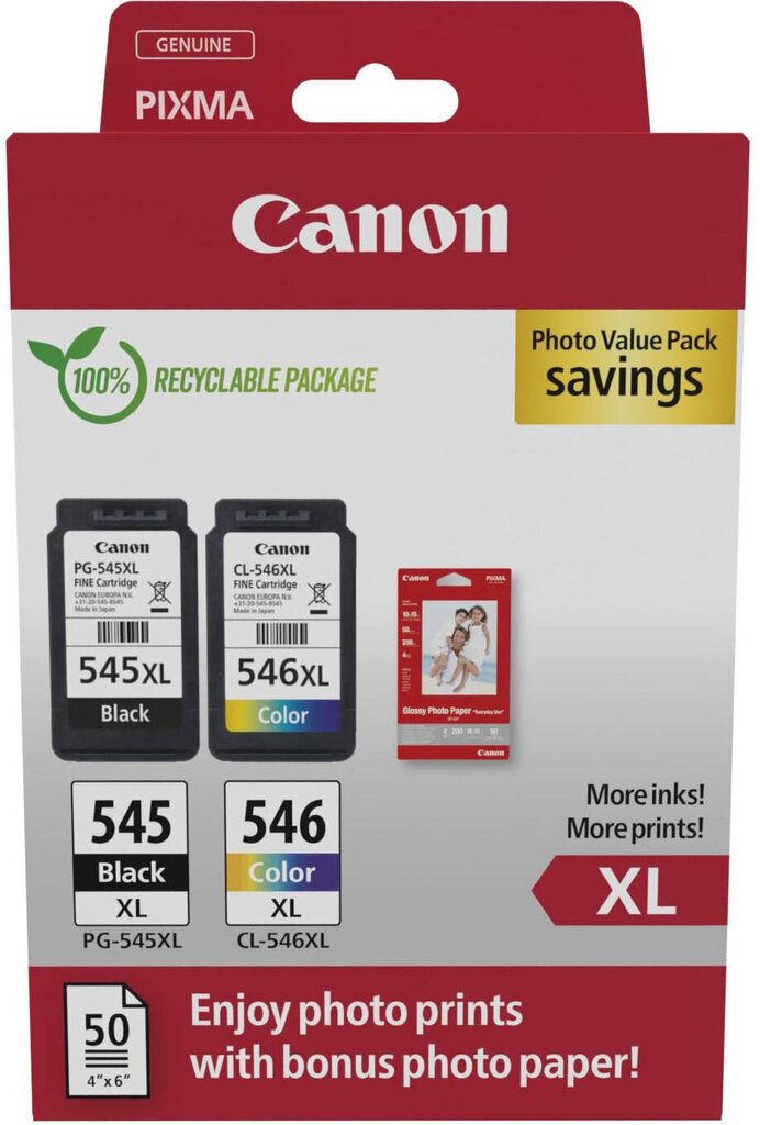 Canonin muste PG-545 XL/CL-546XL Value Pack hinta ja tiedot | Tulostimet | hobbyhall.fi