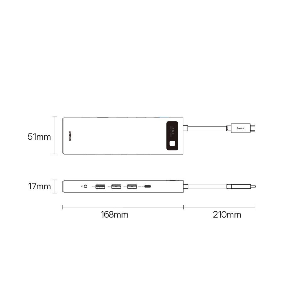 Baseus Metal Gleam HUB USB Type C HDMI / DP / USB Type C / minijack 3.5mm / RJ45 / SD (WKWG020213) hinta ja tiedot | Adapterit | hobbyhall.fi