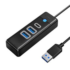 Orico Hub USB to 2x USB 3.0 + USB-C, 5 Gbps, 0.15m (Black) hinta ja tiedot | Orico Tietokoneet ja pelaaminen | hobbyhall.fi