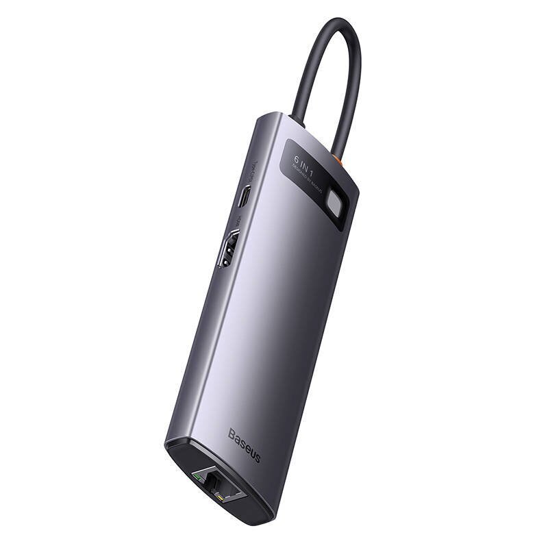 6in1 Baseus StarJoy Series, USB-C to 3x USB 3.0 + HDMI + USB-C PD + RJ45 hinta ja tiedot | Adapterit | hobbyhall.fi