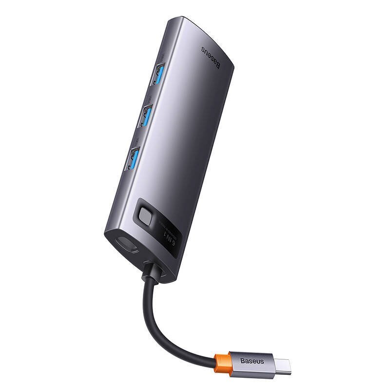 6in1 Baseus StarJoy Series, USB-C to 3x USB 3.0 + HDMI + USB-C PD + RJ45 hinta ja tiedot | Adapterit | hobbyhall.fi