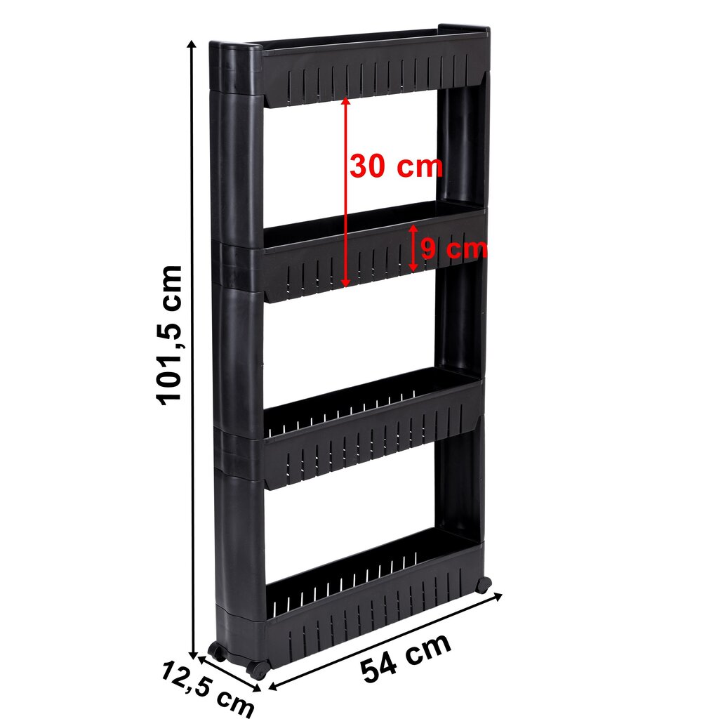 Kylpyhuonehylly pyörillä, 4 tasoa Osmera hinta ja tiedot | Keittiön kaapit | hobbyhall.fi