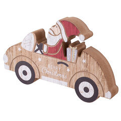 Puinen joulupukin figuuri autossa 16x9,5x2 cm hinta ja tiedot | Sisustustuotteet | hobbyhall.fi