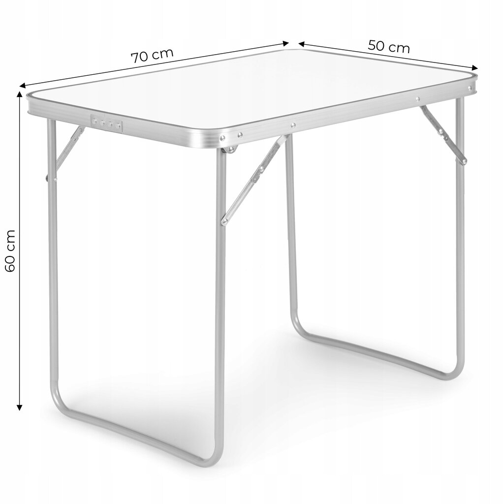 Kokoontaitettava piknikpöytä valkoinen 70x50cm ModernHome hinta ja tiedot | Retkeilyvarusteet | hobbyhall.fi