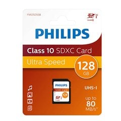 Philips SDXC -kortti 128 Gt Class 10 UHS-I U1 hinta ja tiedot | Philips Matkapuhelimet ja tarvikkeet | hobbyhall.fi