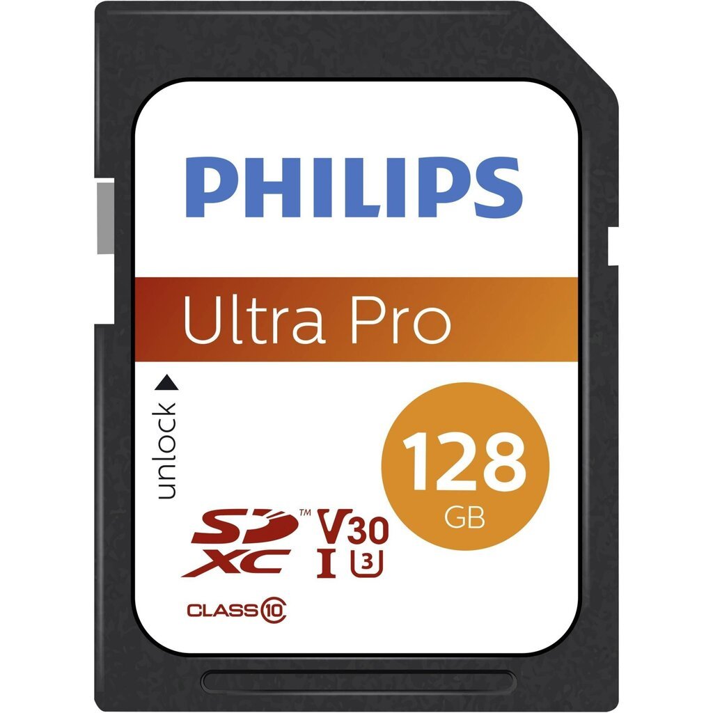 Philips SDXC 128GB Class 10 UHS-I U3 V30 A1 hinta ja tiedot | Puhelimen muistikortit | hobbyhall.fi