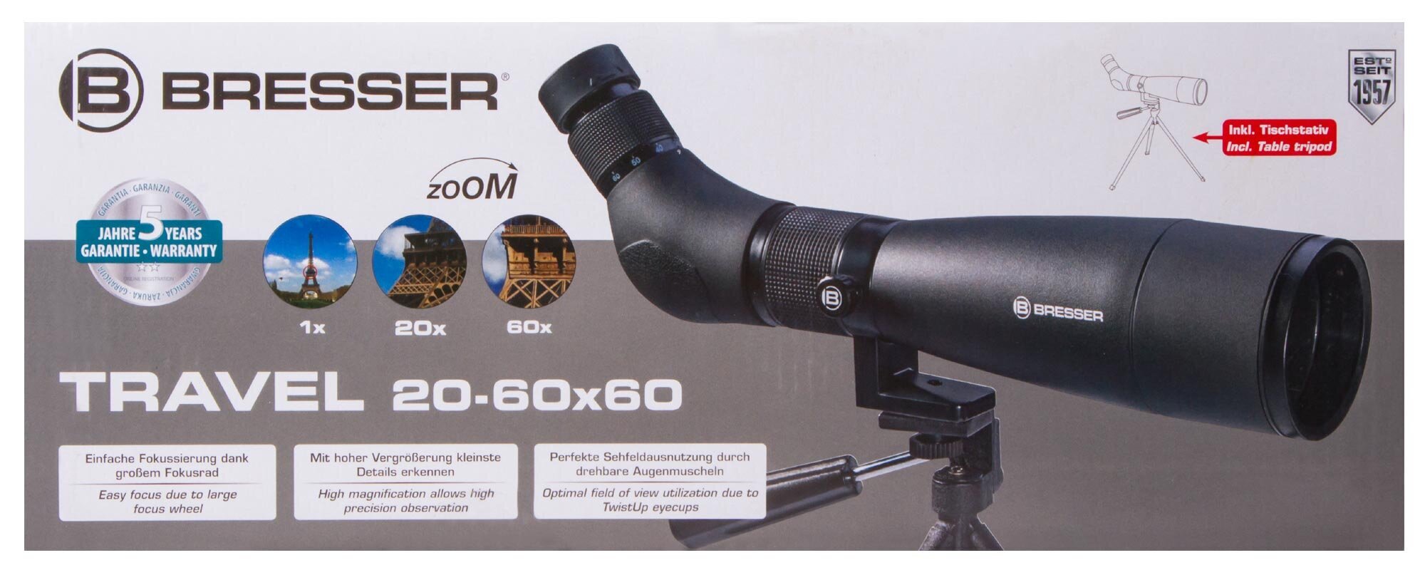 Bresser Travel 20-60x60 Spotting Scope hinta ja tiedot | Kiikarit | hobbyhall.fi