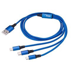 Akyga USB AK-USB-27, USB A (m) / micro USB B (m) / USB tyyppi C (m) / Lightning (m), 1,2 m hinta ja tiedot | Puhelinkaapelit | hobbyhall.fi