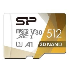 Silicon Power microSDXC Superior Pro 512GB (+ SD-sovitin) hinta ja tiedot | Puhelimen muistikortit | hobbyhall.fi