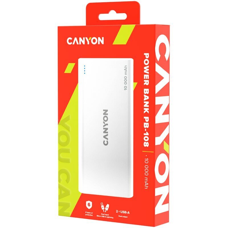 Canyon PB-108 10000 mAh hinta ja tiedot | Varavirtalähteet | hobbyhall.fi