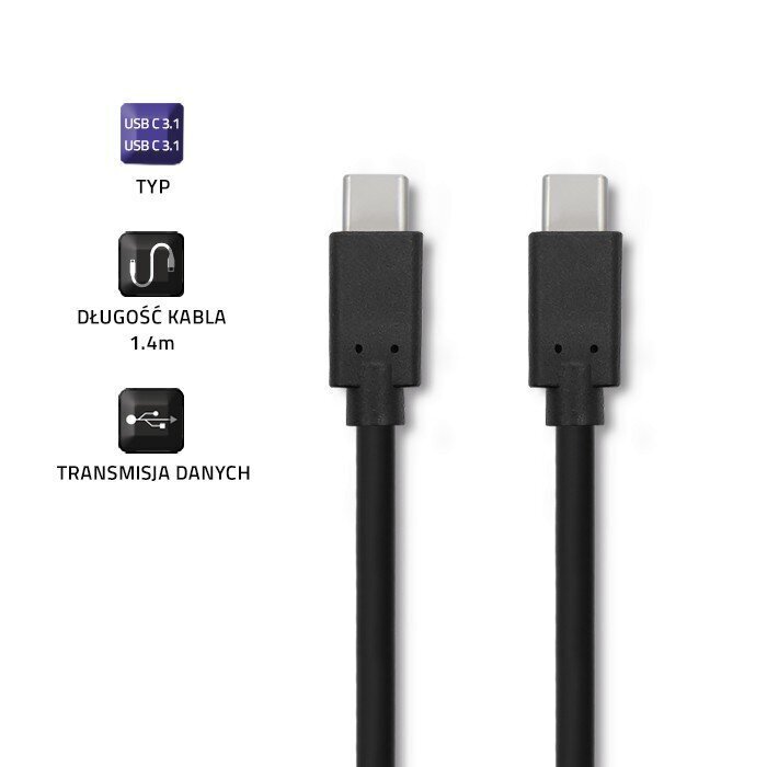 Qoltec, USB 3.1 C - USB 3.1 C, 1,4 m hinta ja tiedot | Puhelinkaapelit | hobbyhall.fi