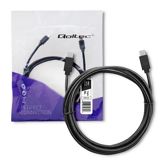 Qoltec, USB 3.1 C - USB 3.1 C, 1,4 m hinta ja tiedot | Puhelinkaapelit | hobbyhall.fi