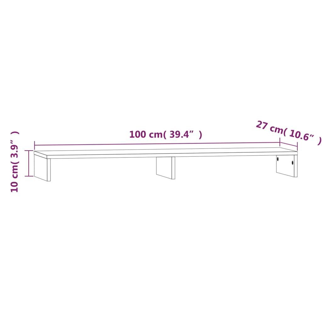 vidaXL Näyttökoroke valkoinen 100x27x10 cm täysi mänty hinta ja tiedot | Näyttötelineet | hobbyhall.fi