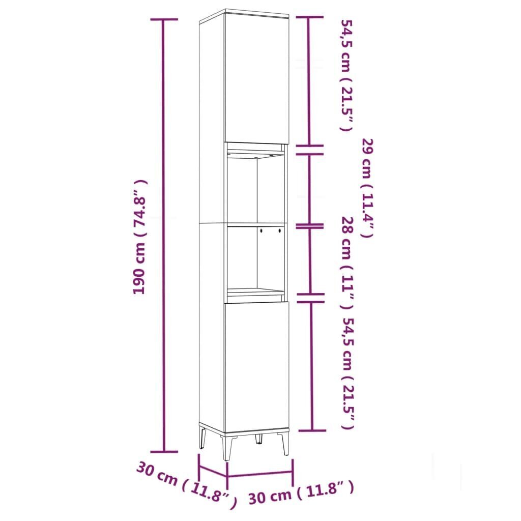 vidaXL 3-osainen Kylpyhuoneen kaappisarja ruskea tammi tekninen puu hinta ja tiedot | Kylpyhuonekalusteet | hobbyhall.fi