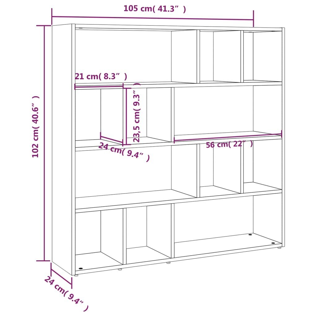 vidaXL Kirjahylly/tilanjakaja valkoinen 105x24x102 cm hinta ja tiedot | Hyllyt | hobbyhall.fi