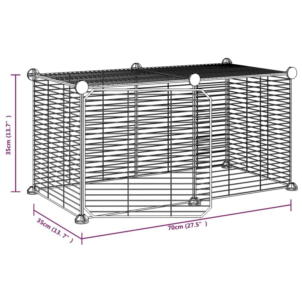 vidaXL 8-paneelinen lemmikkihäkki ovella musta 35x35 cm teräs hinta ja tiedot | Kuljetushäkit ja kuljetuslaatikot | hobbyhall.fi