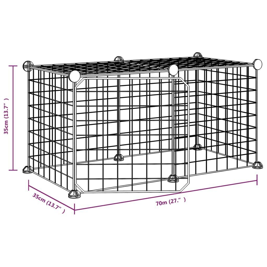 vidaXL 8-paneelinen lemmikkihäkki ovella musta 35x35 cm teräs hinta ja tiedot | Kuljetushäkit ja kuljetuslaatikot | hobbyhall.fi